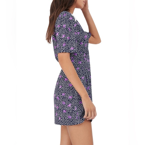 Maje Designer Navy, White and Purple Floral Romper - Picture 2 of 8